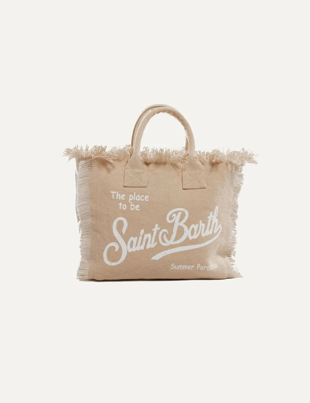 mc2 saint barth colette canvas bag beige logo front view