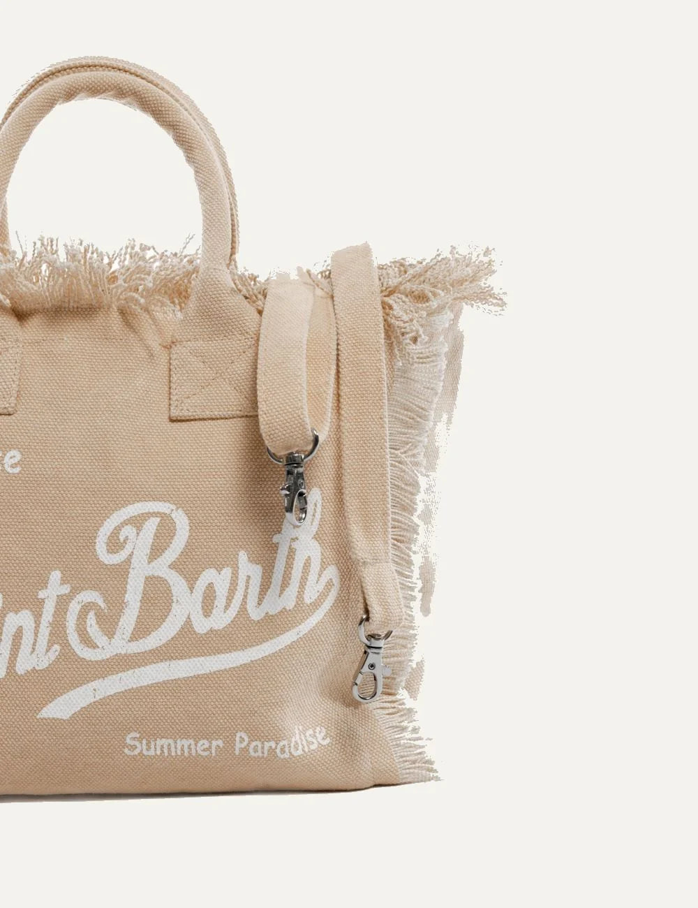 mc2 saint barth colette canvas bag beige logo front detail view