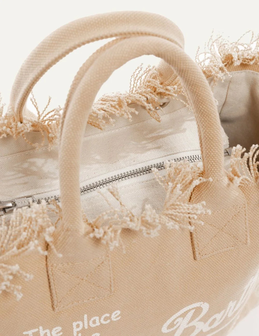 mc2 saint barth colette canvas bag beige logo top view