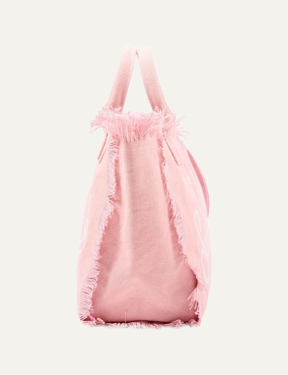 mc2 saint barth colette canvas bag pink fringed tote side view