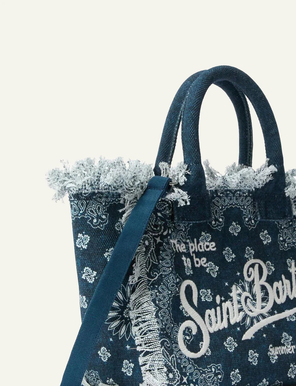 MC2 Saint Barth blue bandana mini tote bag front detail view