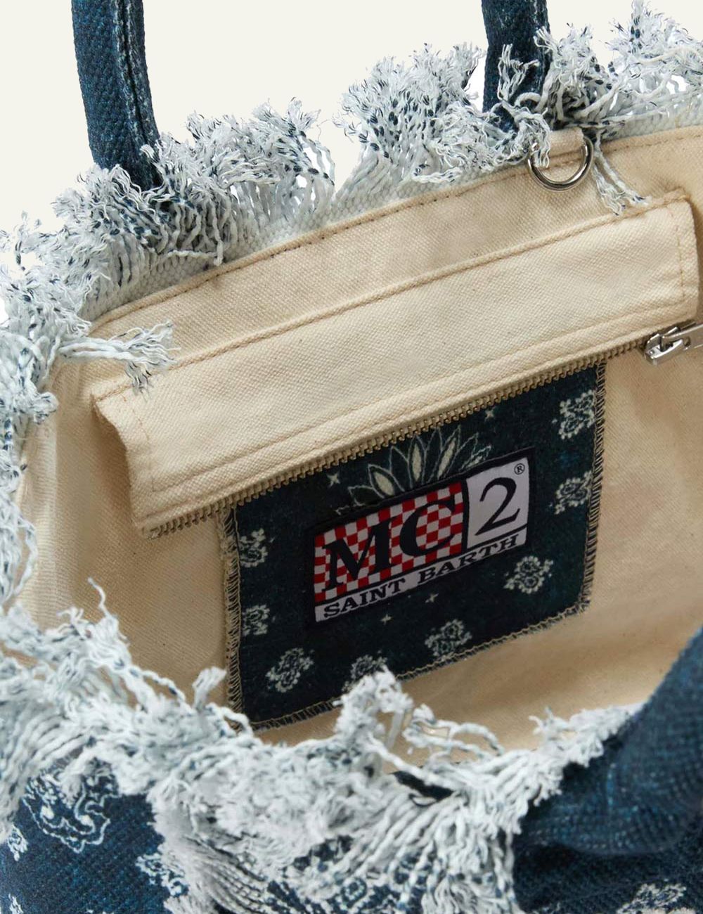 MC2 Saint Barth blue bandana mini tote bag front logo view
