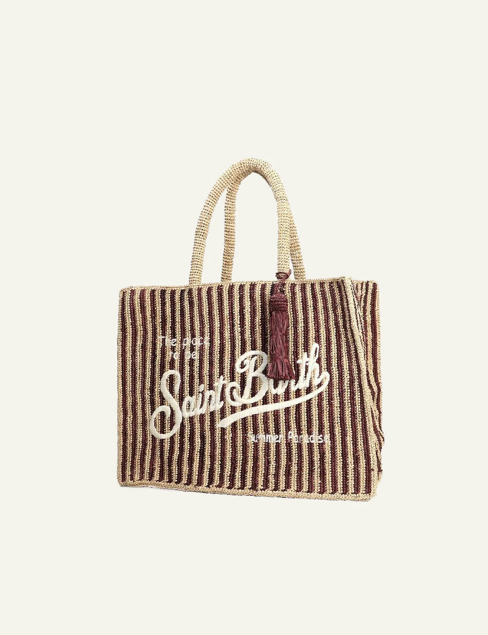 MC2 Saint Barth raffia bag me rige pattern kai founta side
