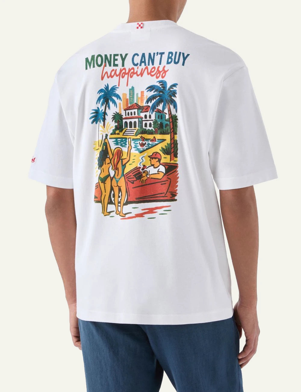 MC2 Saint Barth Delmar t-shirt white cotton money cant buy happiness back print detail back view
