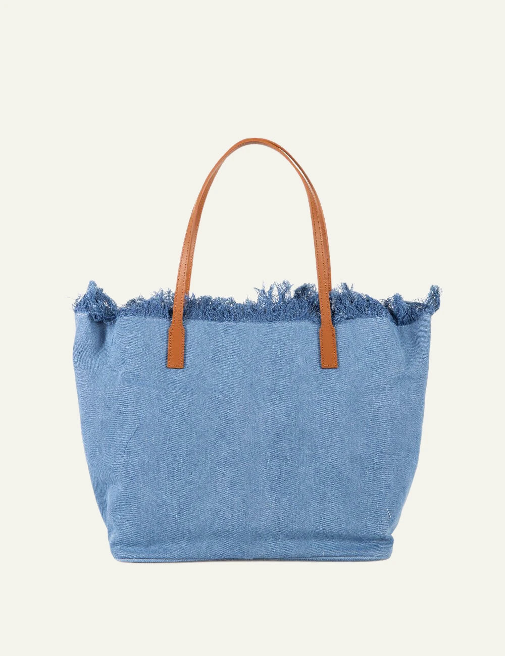 MC2 Saint Barth denim tote bag blue fringe large shoulder bag back view