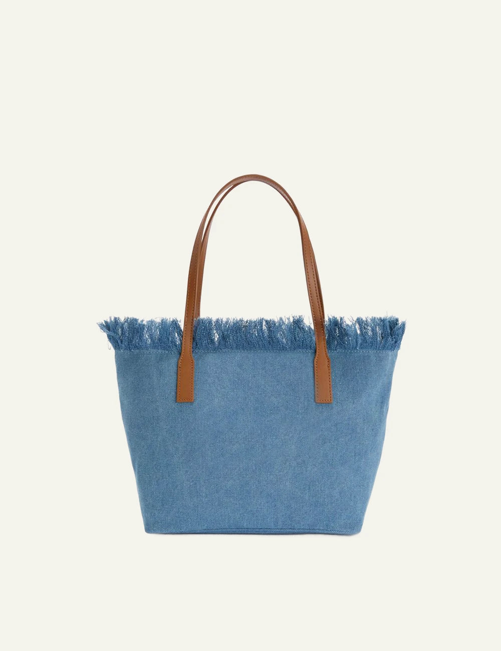 MC2 Saint Barth denim tote bag blue fringe shopper shoulder bag back view