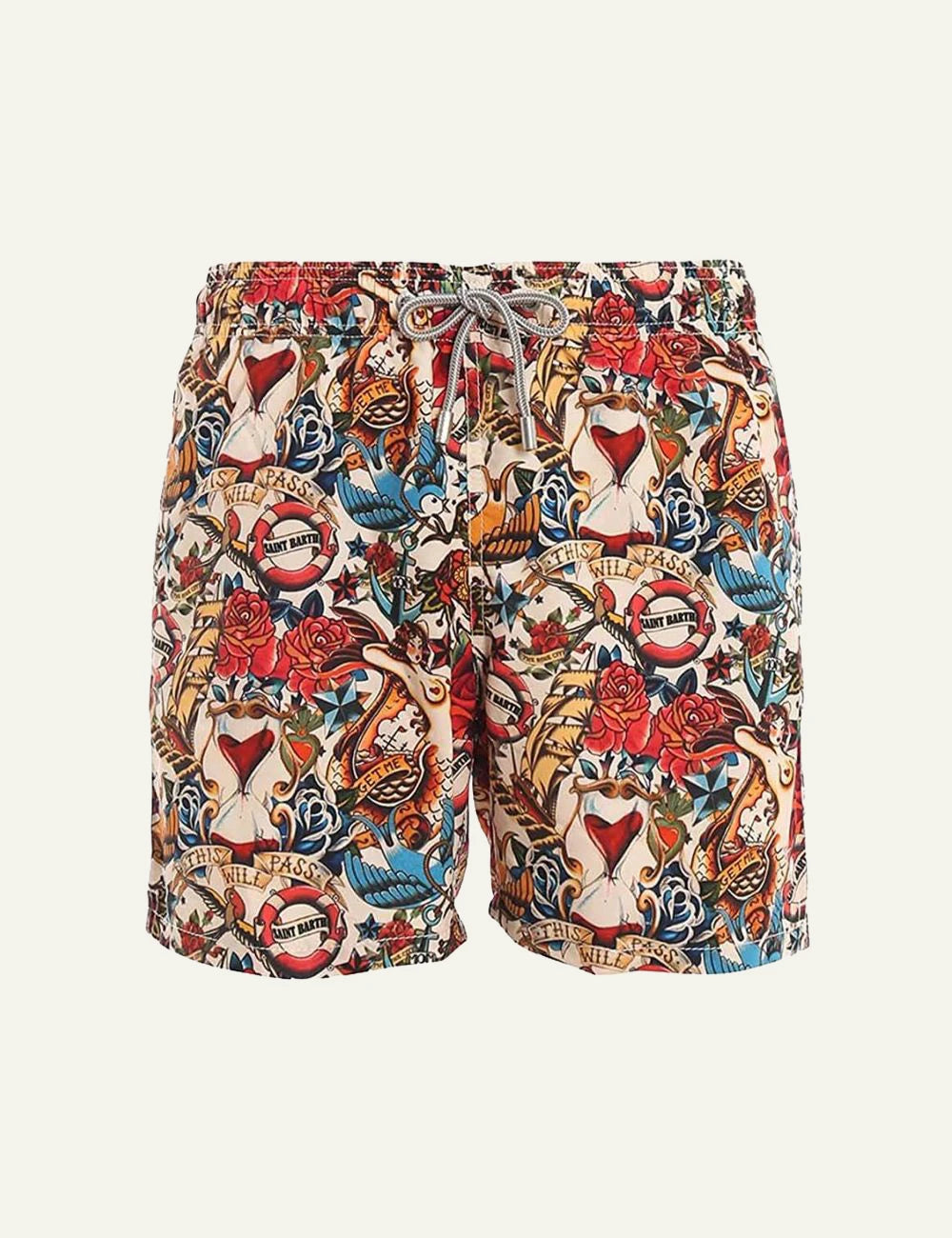 MC2 Saint Barth Gustavia swim shorts multicolor tattoo print front flat view