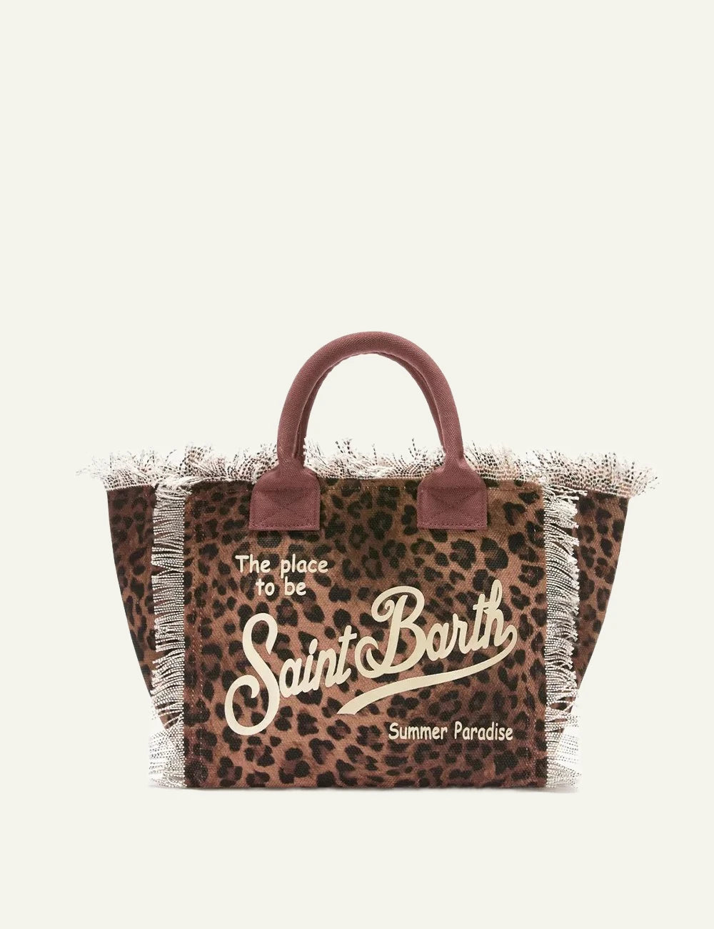 MC2 Saint Barth leopard print mini tote bag with fringe details