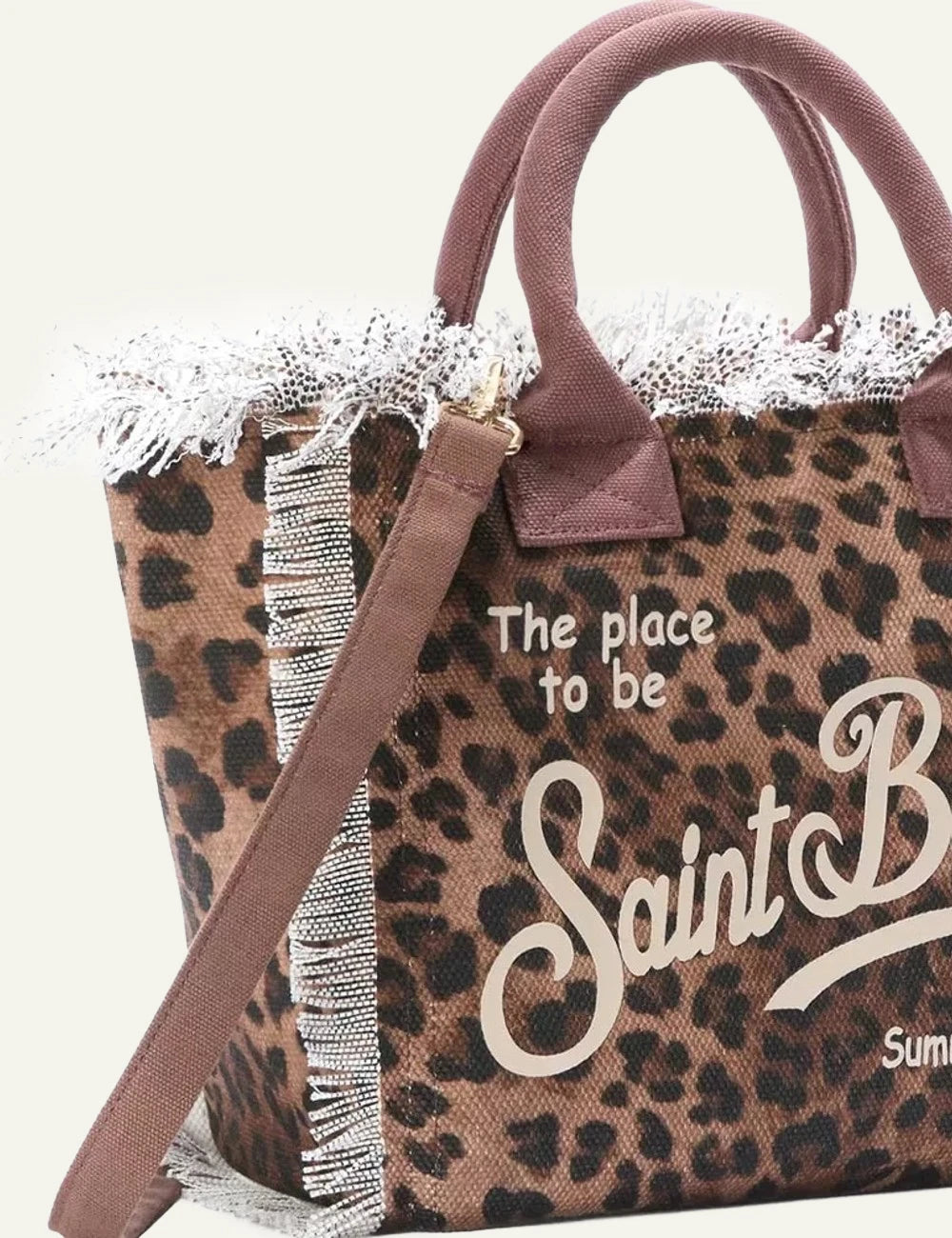 MC2 Saint Barth leopard print mini tote bag with fringe details