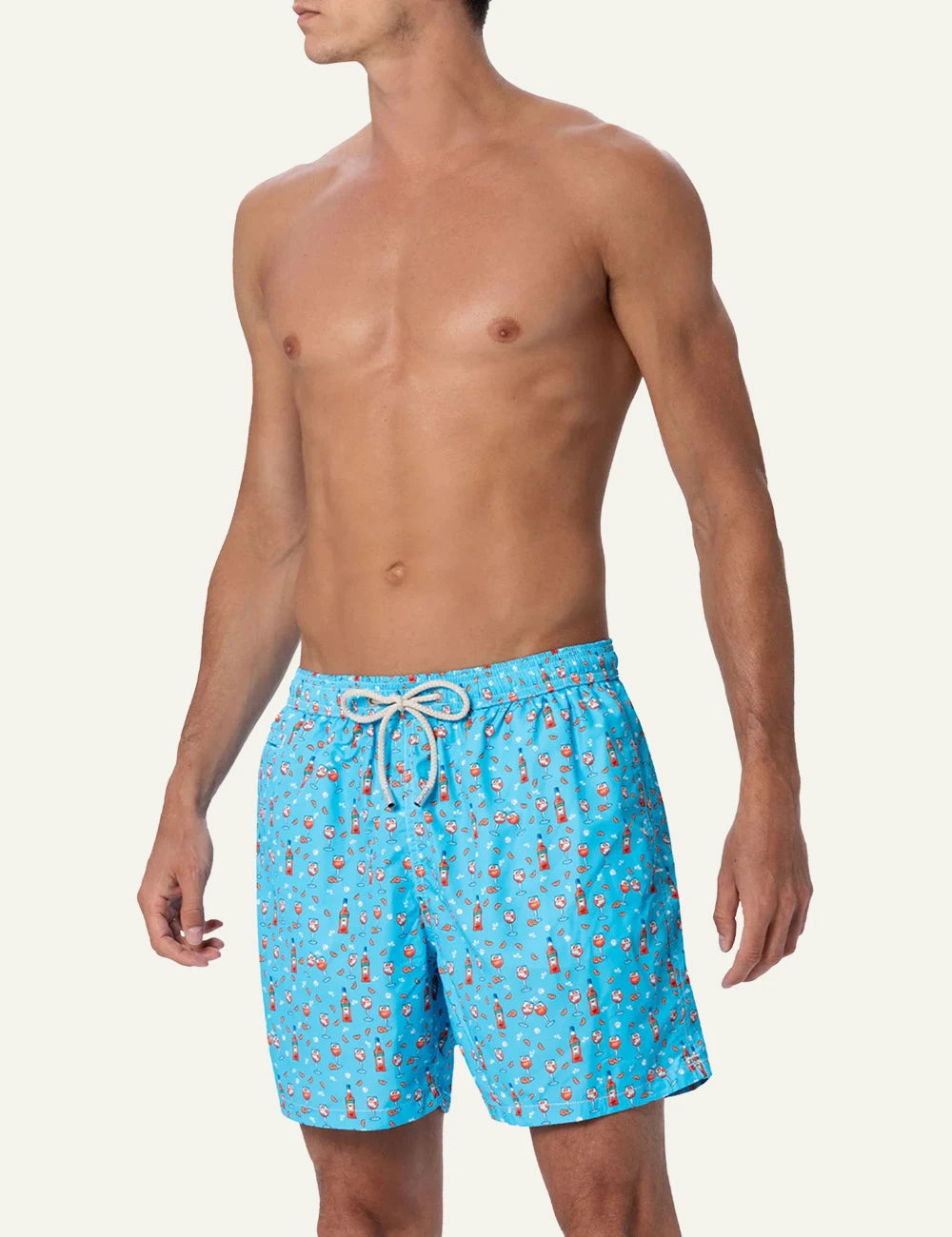 MC2 Saint Barth Lighting Micro swim shorts cocktail print turquoise front full body