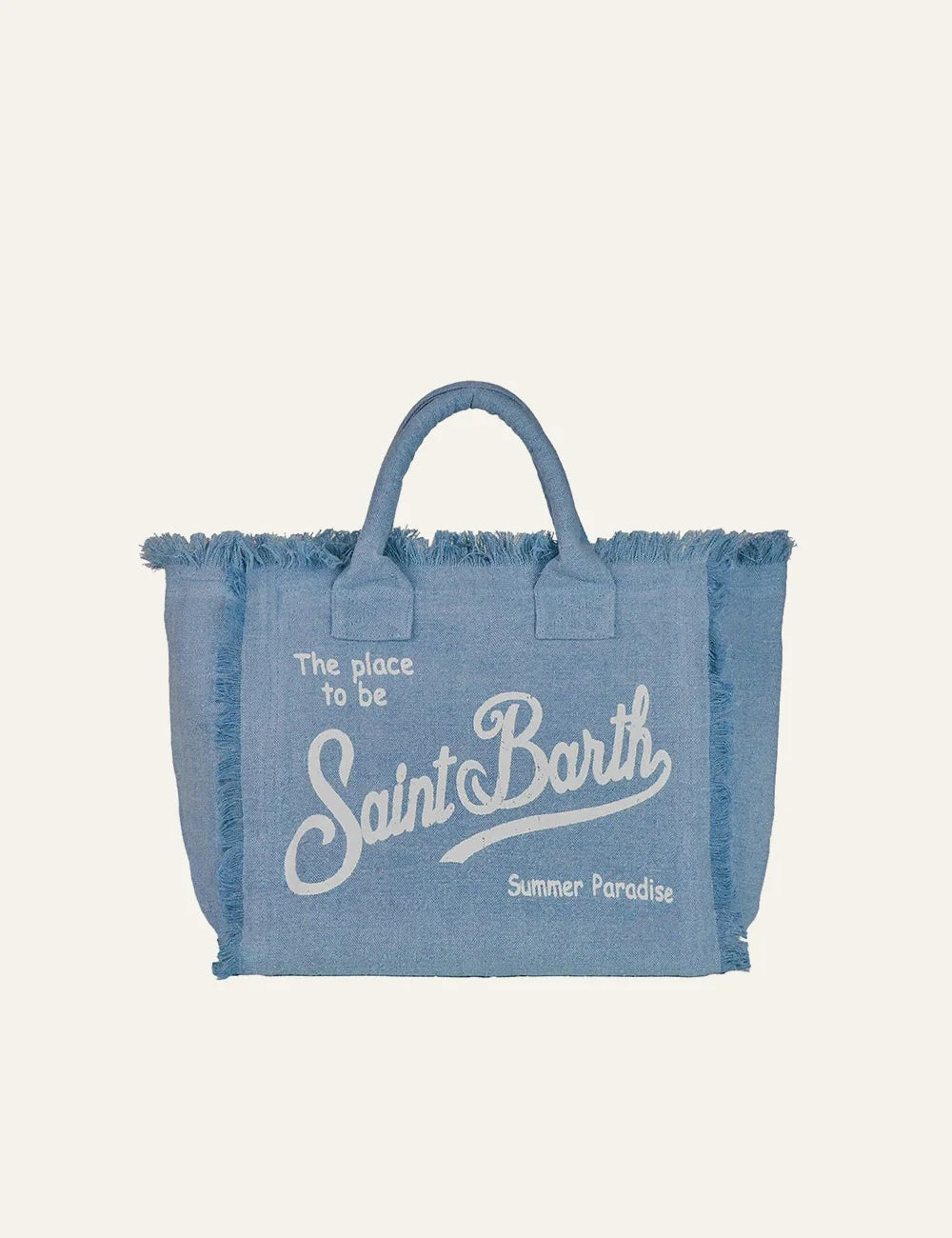 MC2 Saint Barth linen tote bag light blue logo front