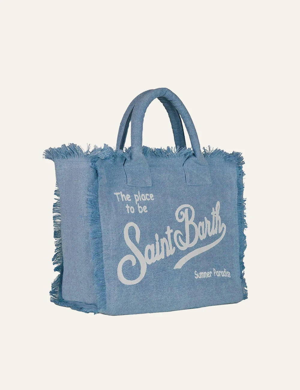 MC2 Saint Barth linen tote bag light blue logo side