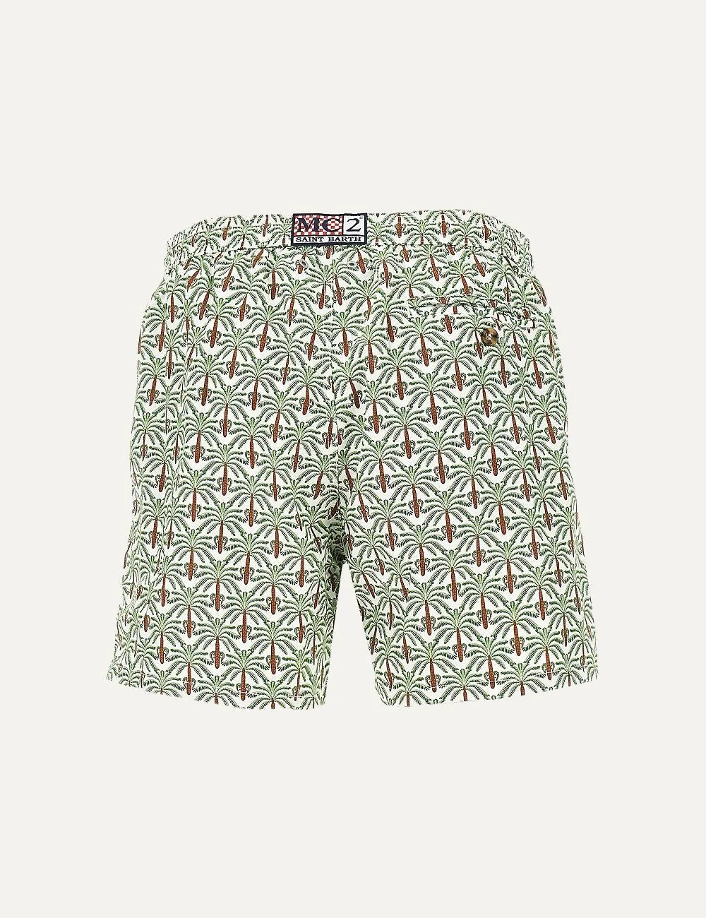 mc2 saint barth palm tree swim shorts white green print back detail