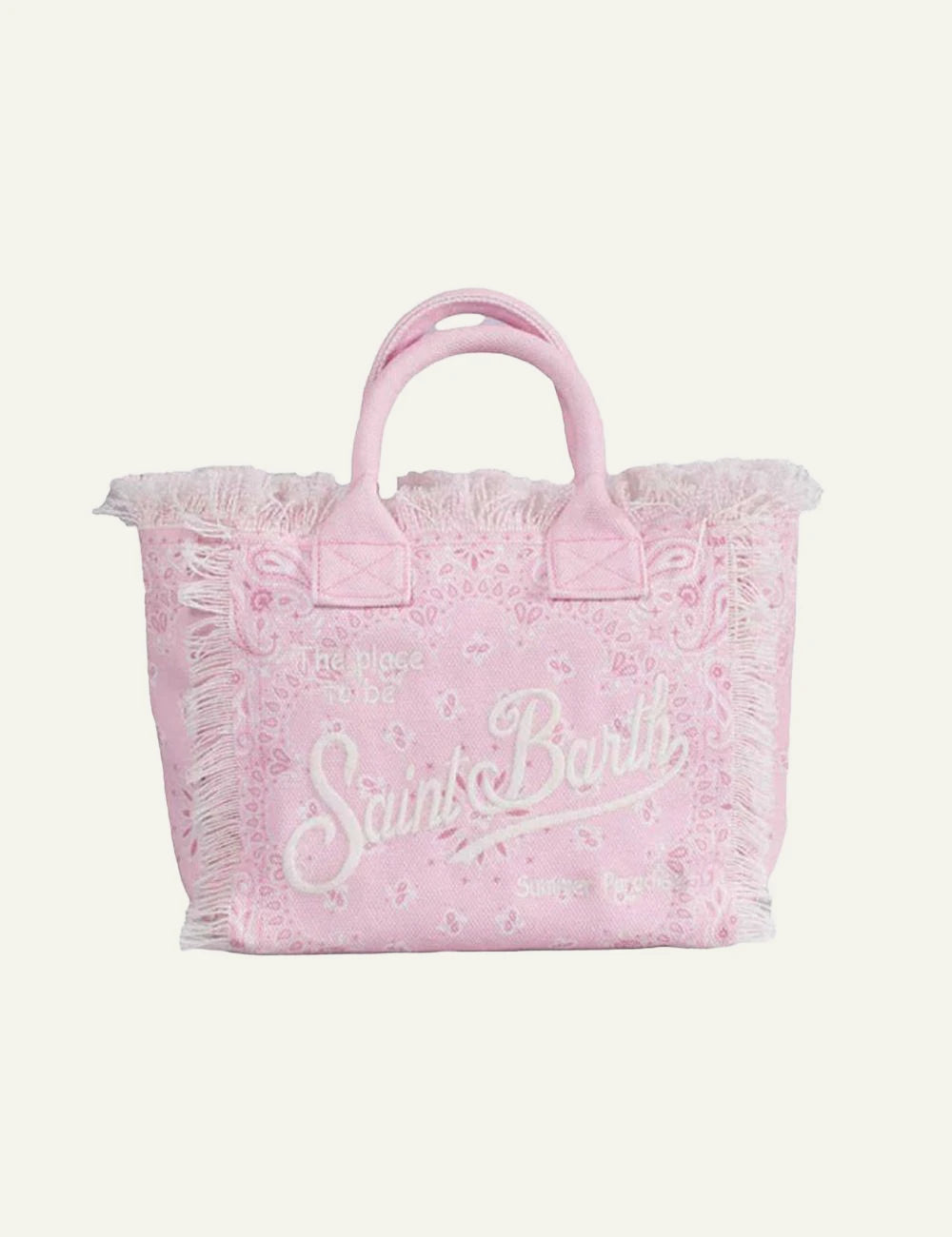 MC2 Saint Barth pink bandana tote bag with fringe front