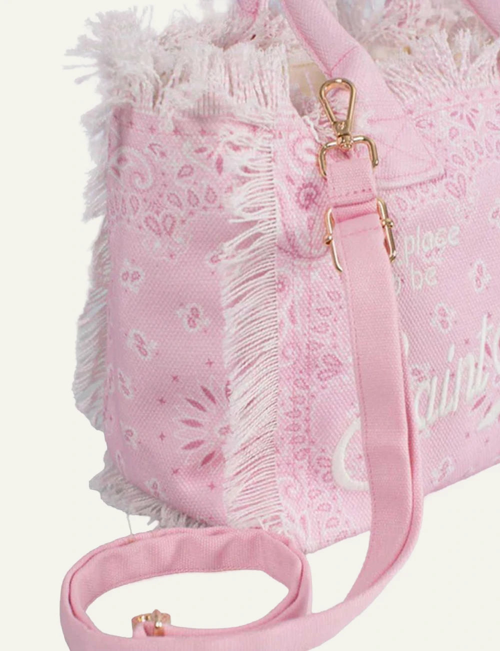 MC2 Saint Barth pink bandana tote bag with fringe details