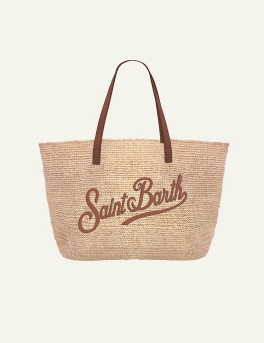 MC2 Saint Barth raffia city tote me embossed logo