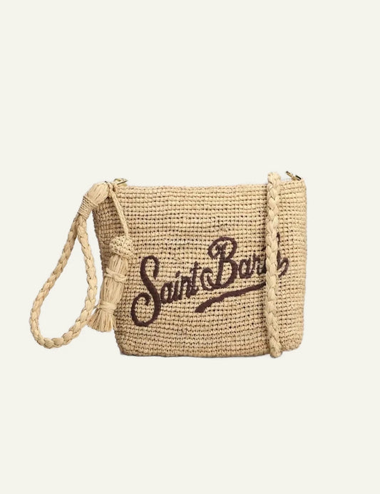 MC2 Saint Barth raffia crossbody bag me logo kai braided strap
