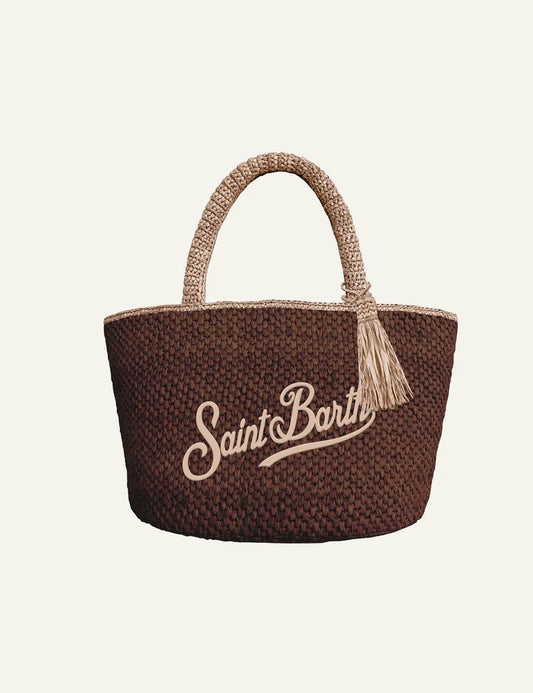 MC2 Saint Barth raffia shoulder bag brown me tassel detail