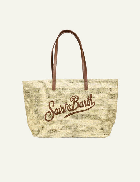 MC2 Saint Barth raffia shoulder tote me embroidered logo