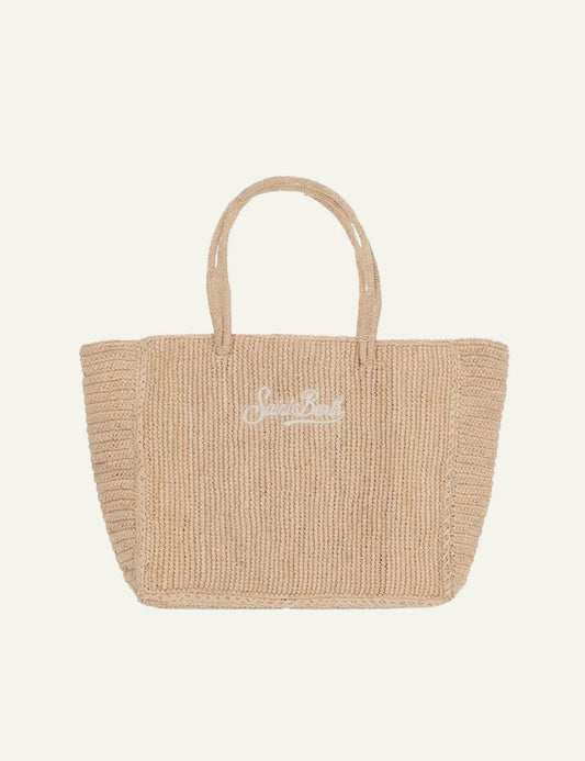 MC2 Saint Barth raffia tote me embroidered logo natural