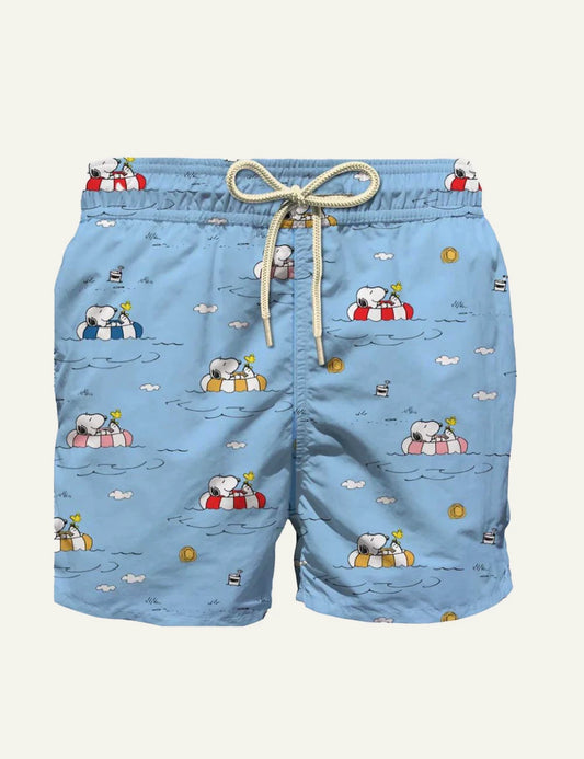 MC2 Saint Barth Snoopy print swim shorts light blue front view