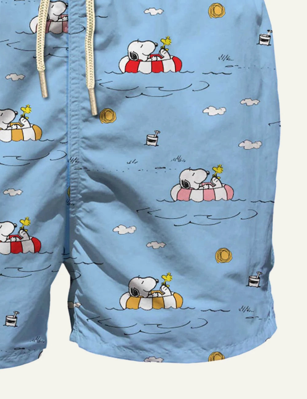 MC2 Saint Barth Snoopy print swim shorts light blue front detail view
