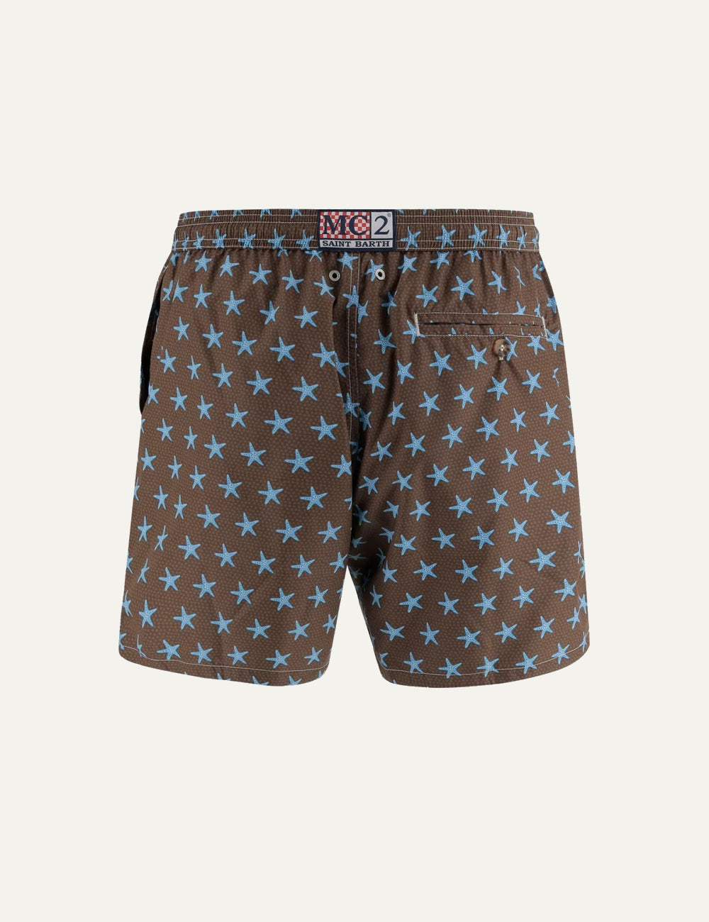 mc2 saint barth starfish swim shorts brown blue print back view