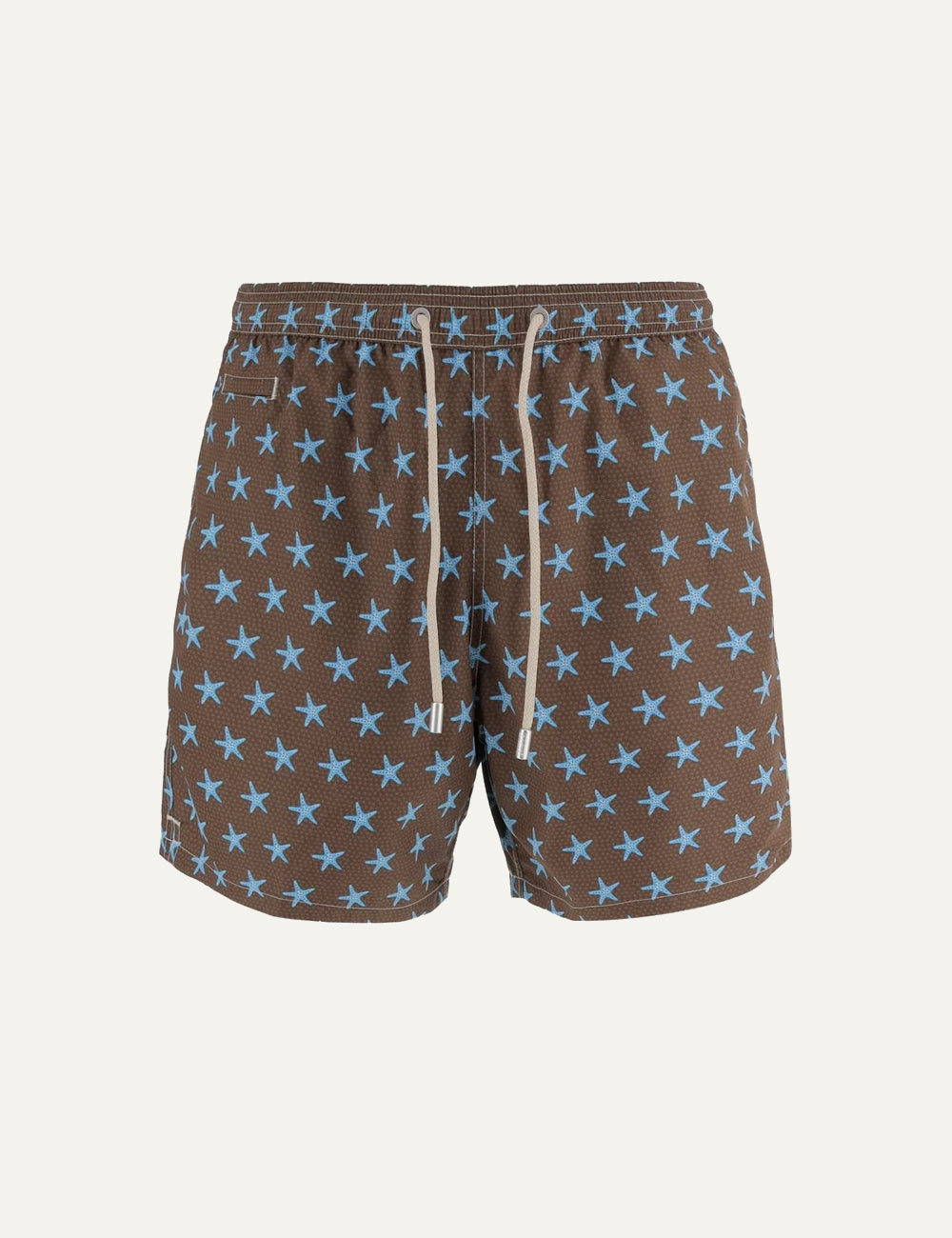 mc2 saint barth starfish swim shorts brown blue print front view
