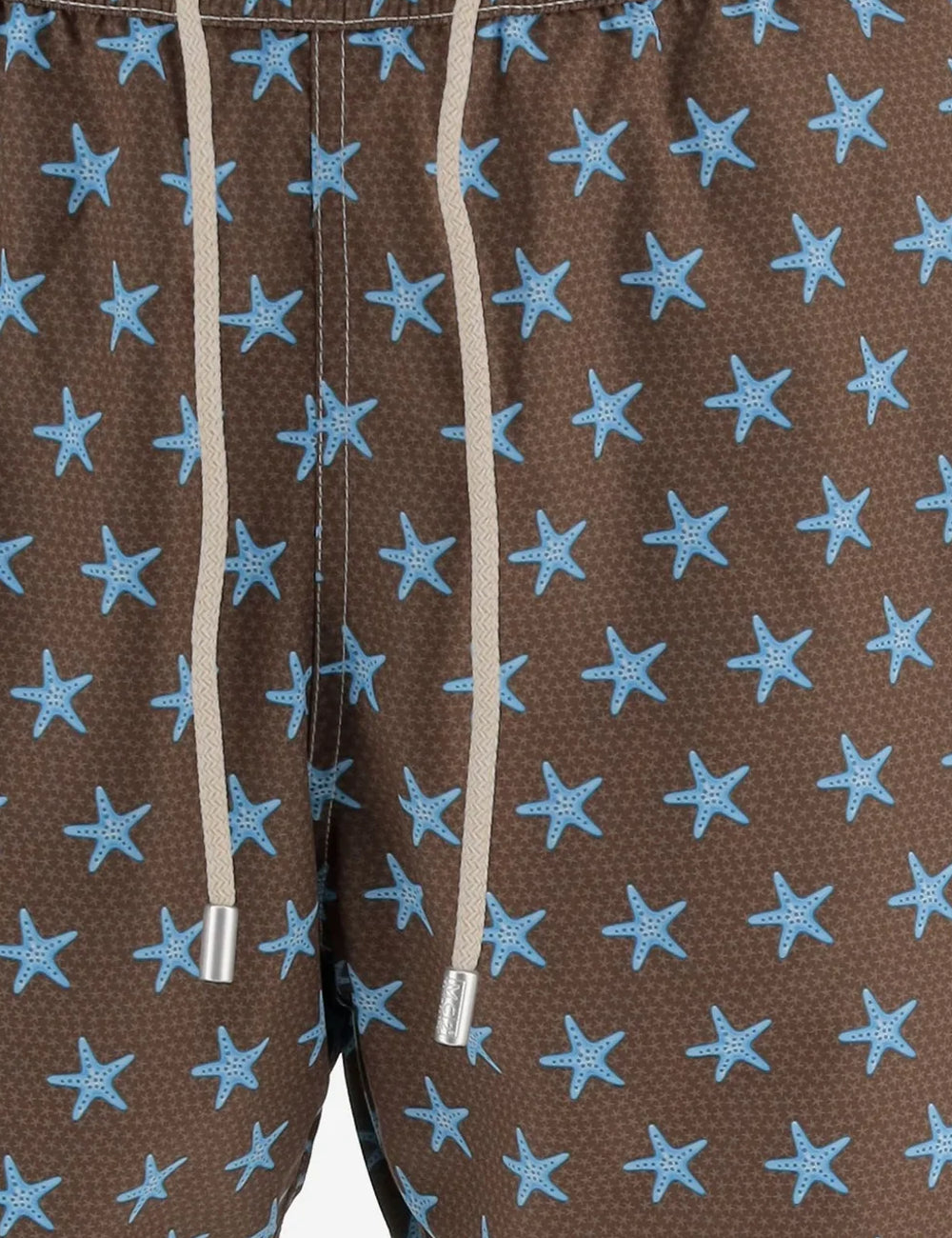 mc2 saint barth starfish swim shorts brown blue print front detail view