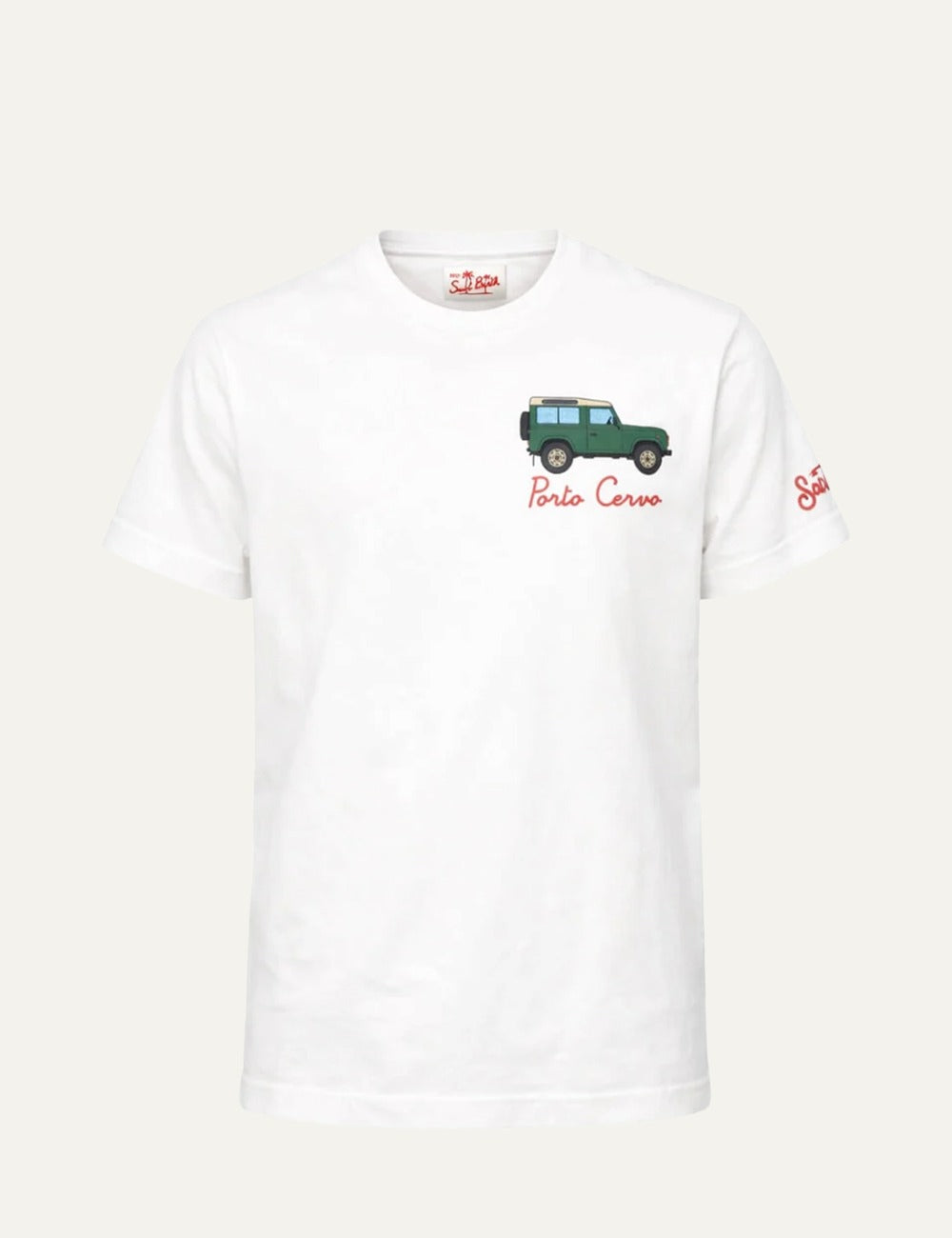 MC2 Saint Barth t-shirt white cotton topless addicted car print worn front model view