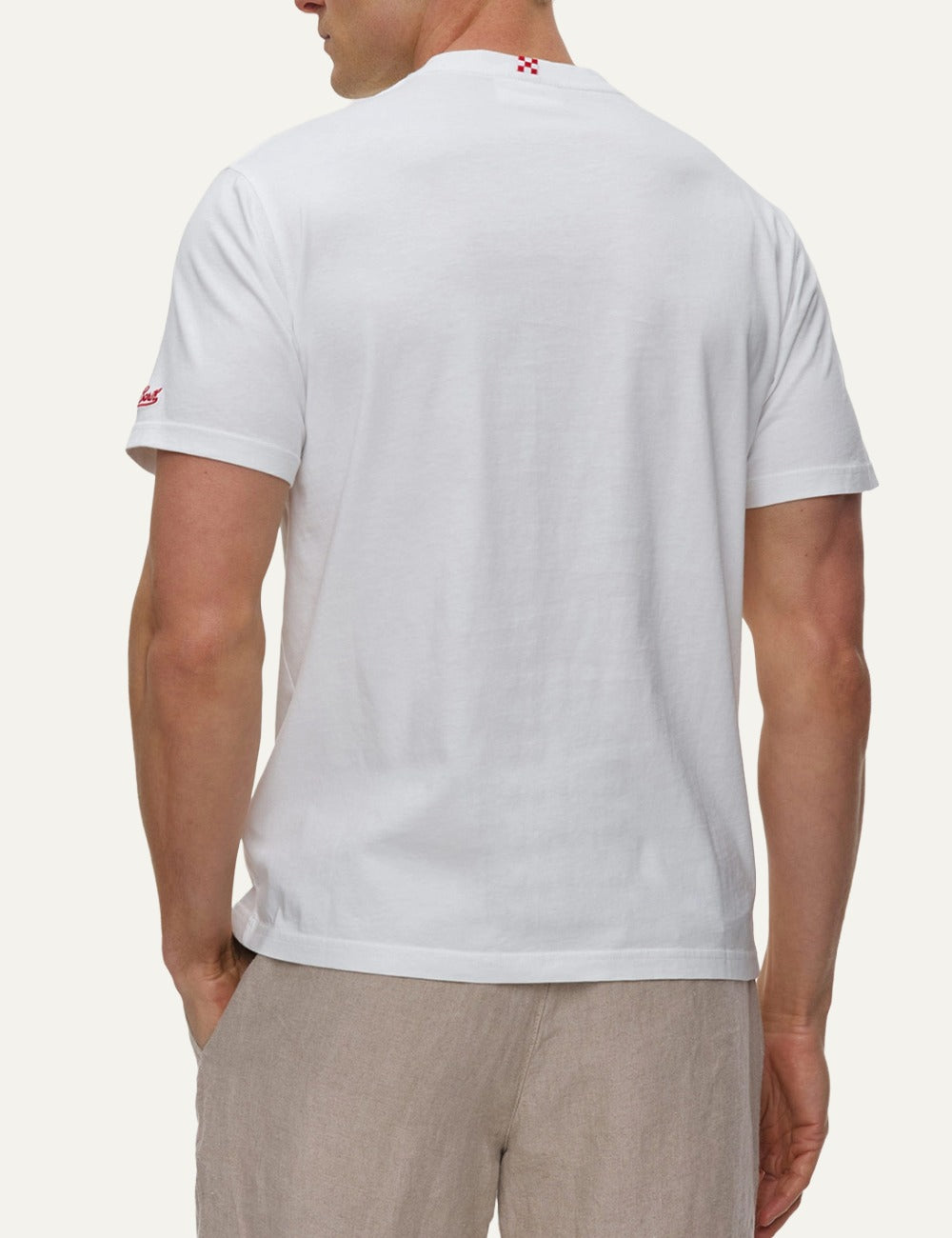 MC2 Saint Barth t-shirt white cotton topless addicted car print worn back model view