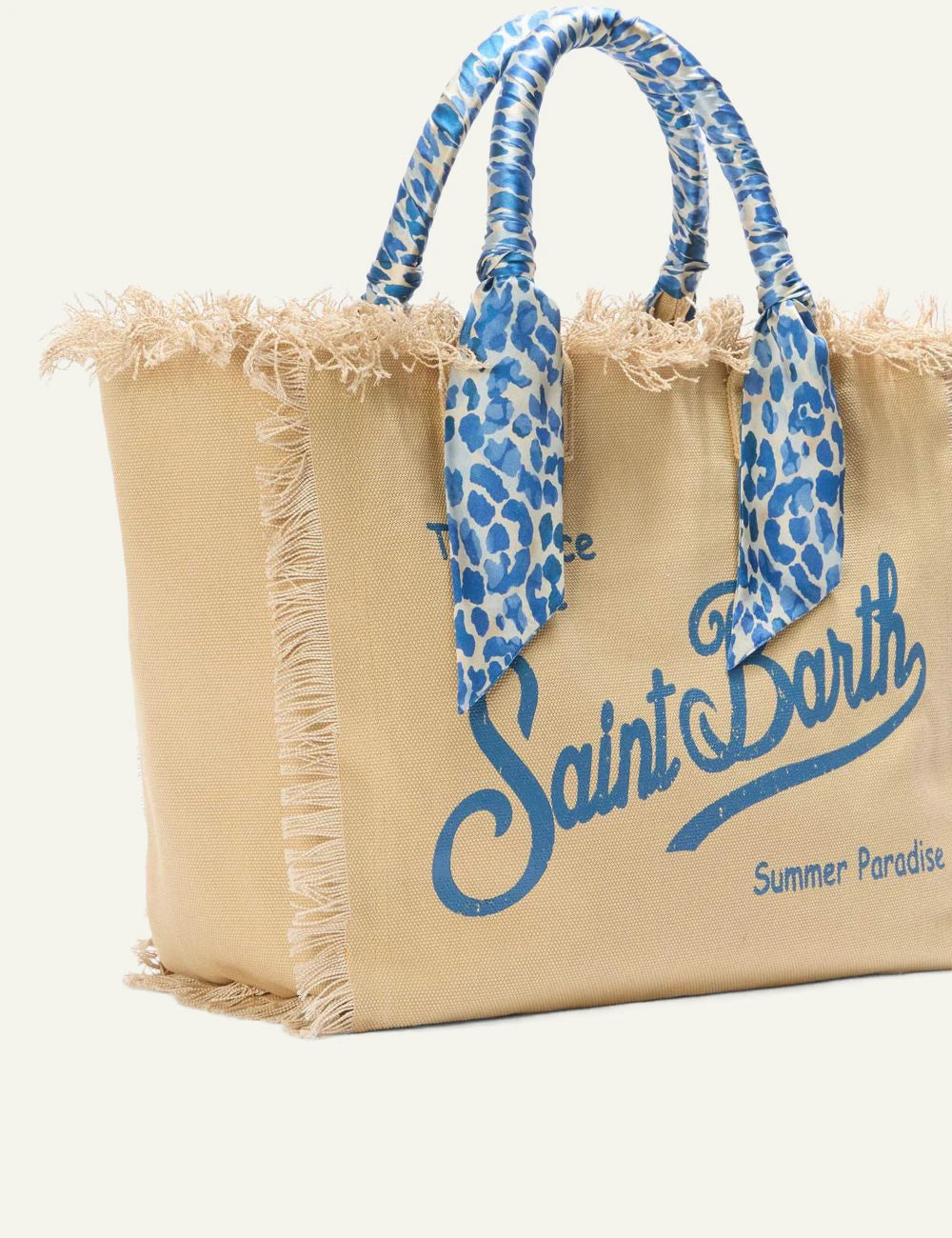 MC2 Saint Barth vanity bag beige canvas safari scarf handle logo side