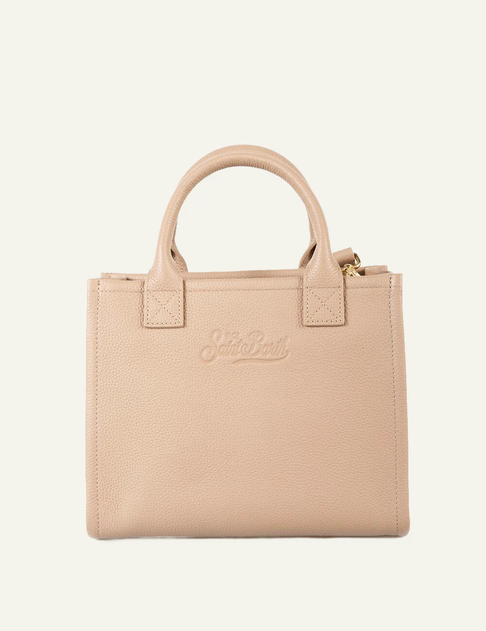 MC2 Saint Barth vanity bag midi nude leather embossed logo handbag crossbody back view