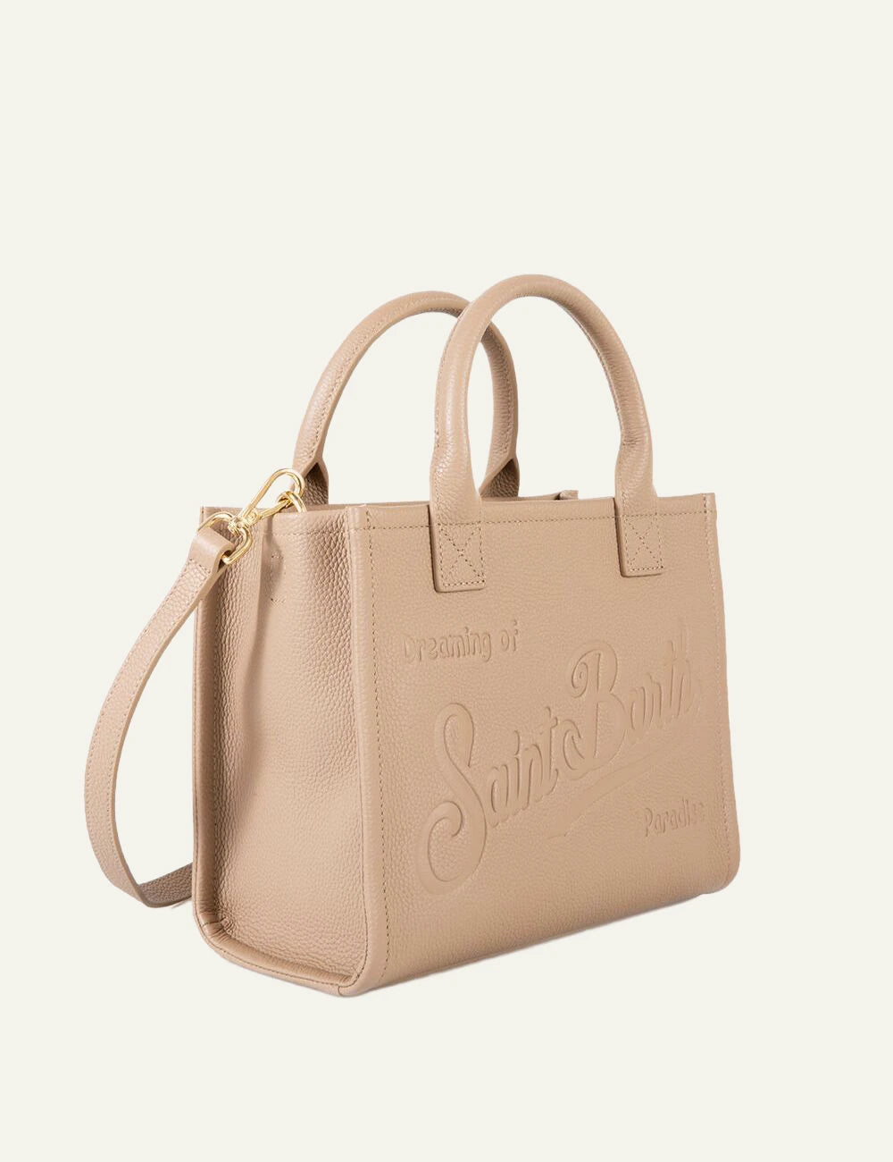 MC2 Saint Barth vanity bag midi nude leather embossed logo handbag crossbody side view