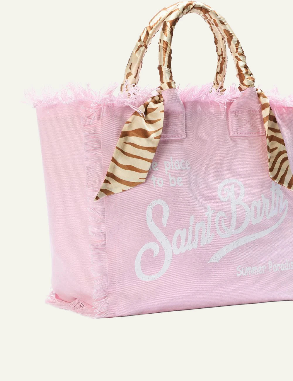 MC2 Saint Barth vanity bag pink canvas safari scarf handle logo side