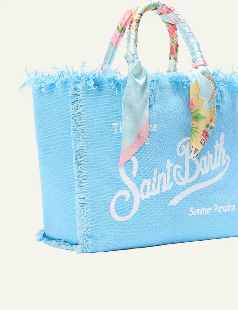 MC2 Saint Barth vanity bag sky blue canvas scarf handle logo side