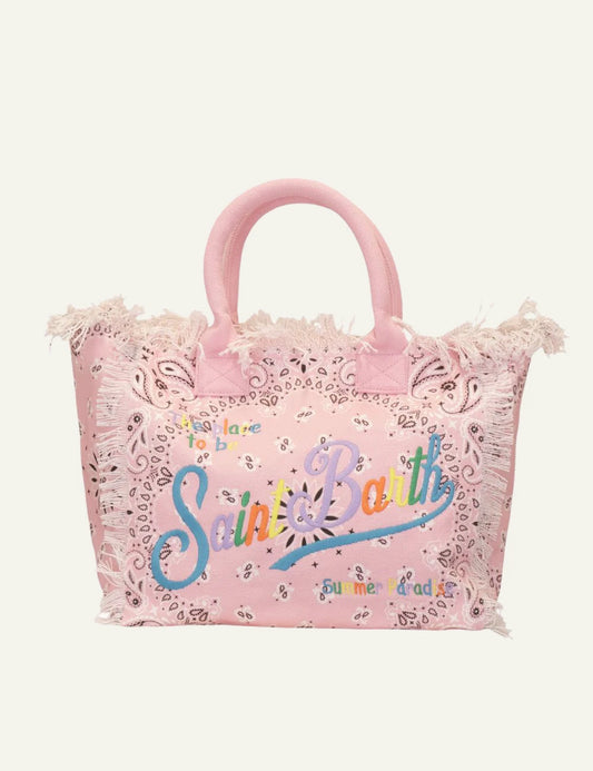 MC2 Saint Barth pink bandana print tsanta me colorful logo front view