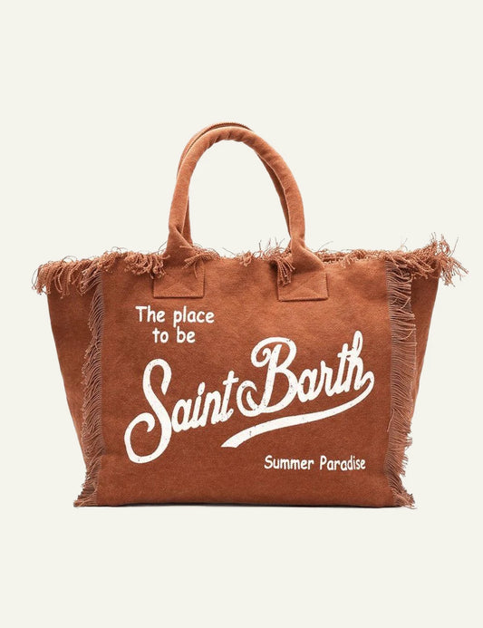 MC2 Saint Barth terracotta canvas tsanta me white logo front view