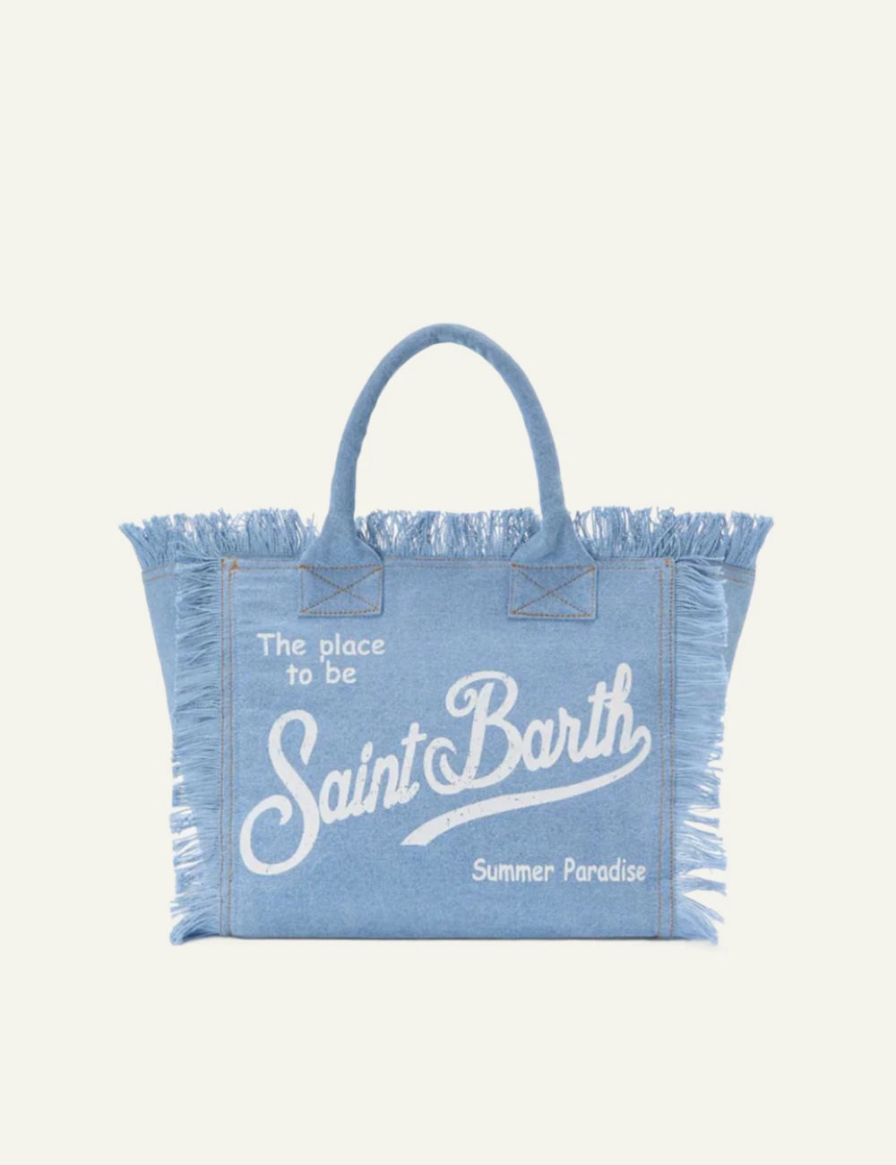 MC2 Saint Barth denim tote bag light blue logo front