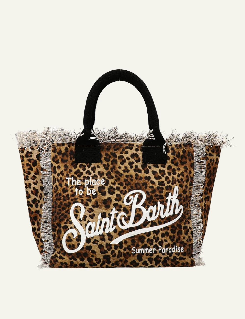 MC2 Saint Barth leopard canvas tote bag logo front
