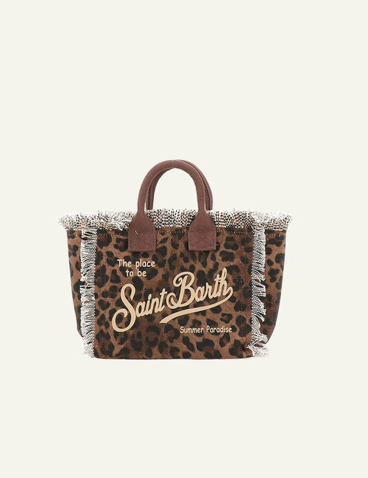 MC2 Saint Barth mini leopard tsantaki me krossia front view