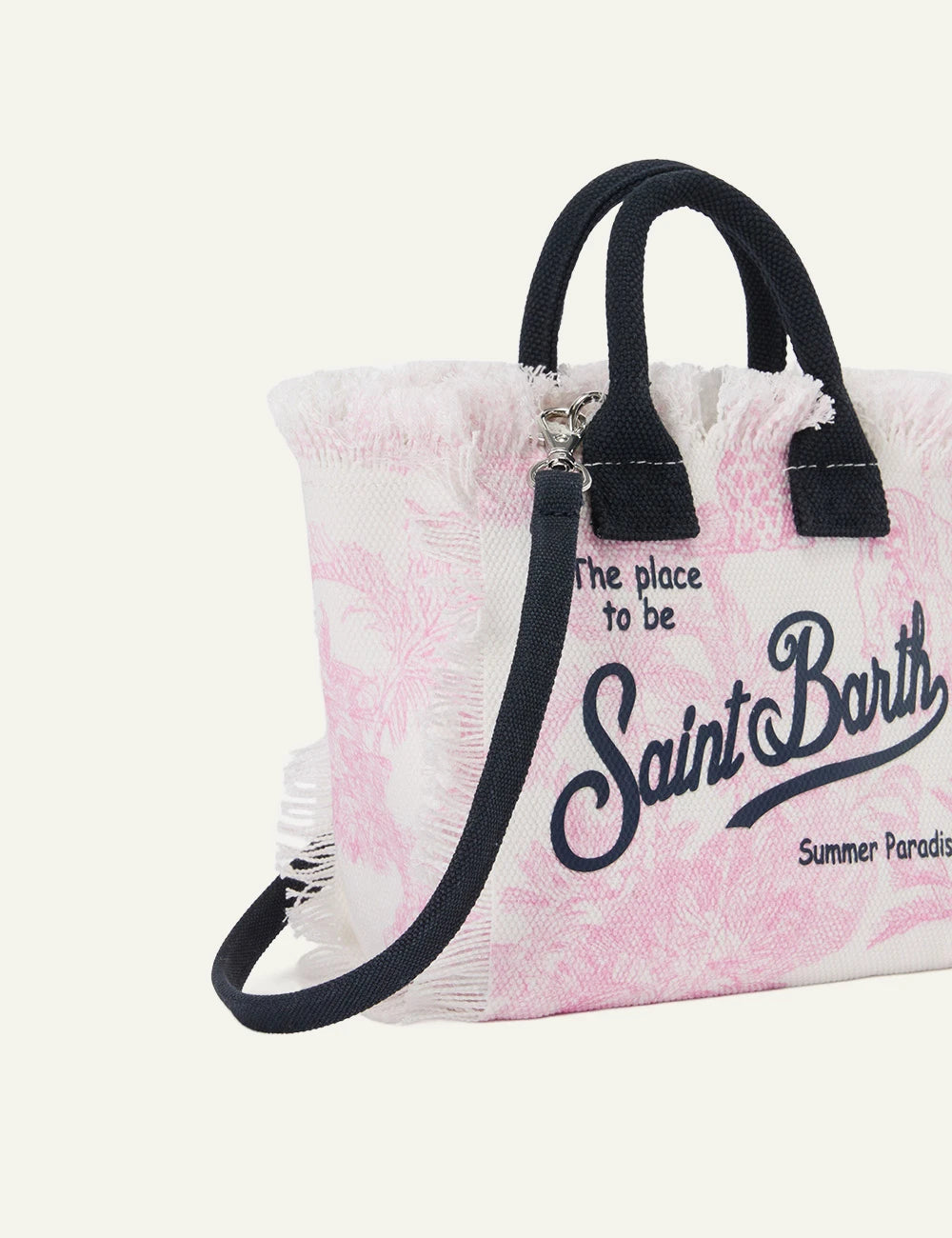 MC2 Saint Barth mini toile de jouy bag pink white front detail