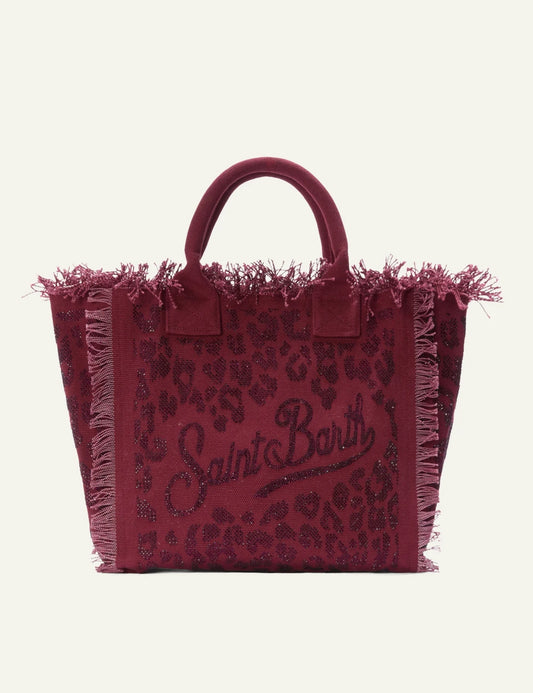 MC2 Saint Barth rhinestone leopard tote bag dusty pink front