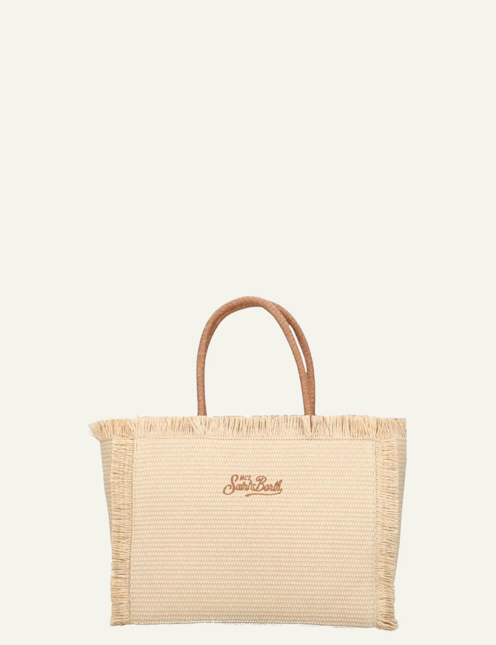 Mc2 Saint Barth Vanity Straw tote bag natural raffia logo back view