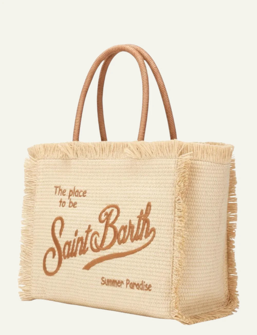 Mc2 Saint Barth Vanity Straw tote bag natural raffia logo side view