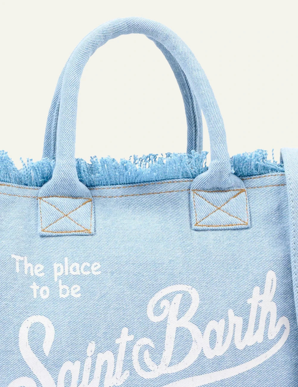 MC2 St Barth colette denim tote light blue logo front detail view