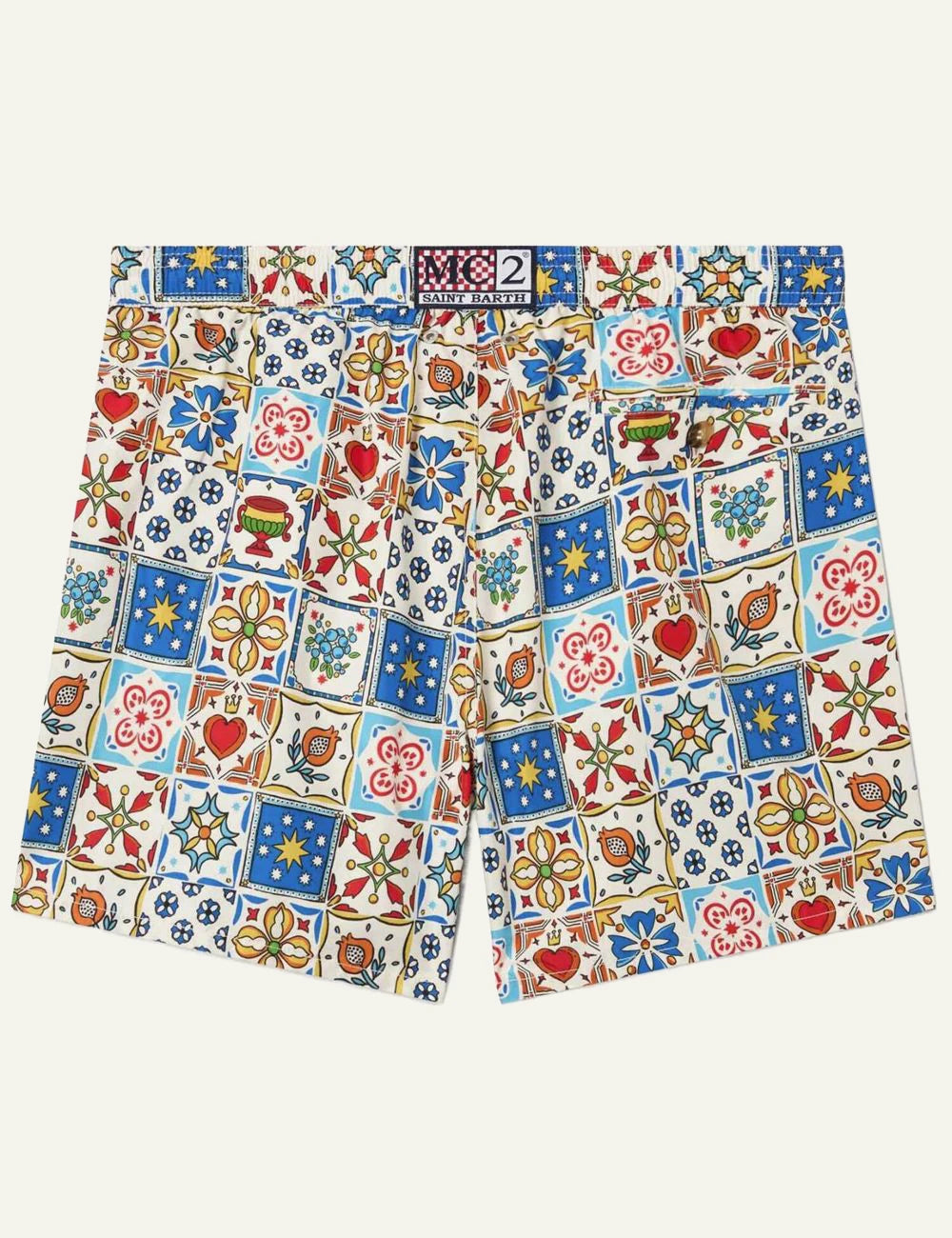 MC2 St Barth Lighting swim shorts multicolor majolica print back view