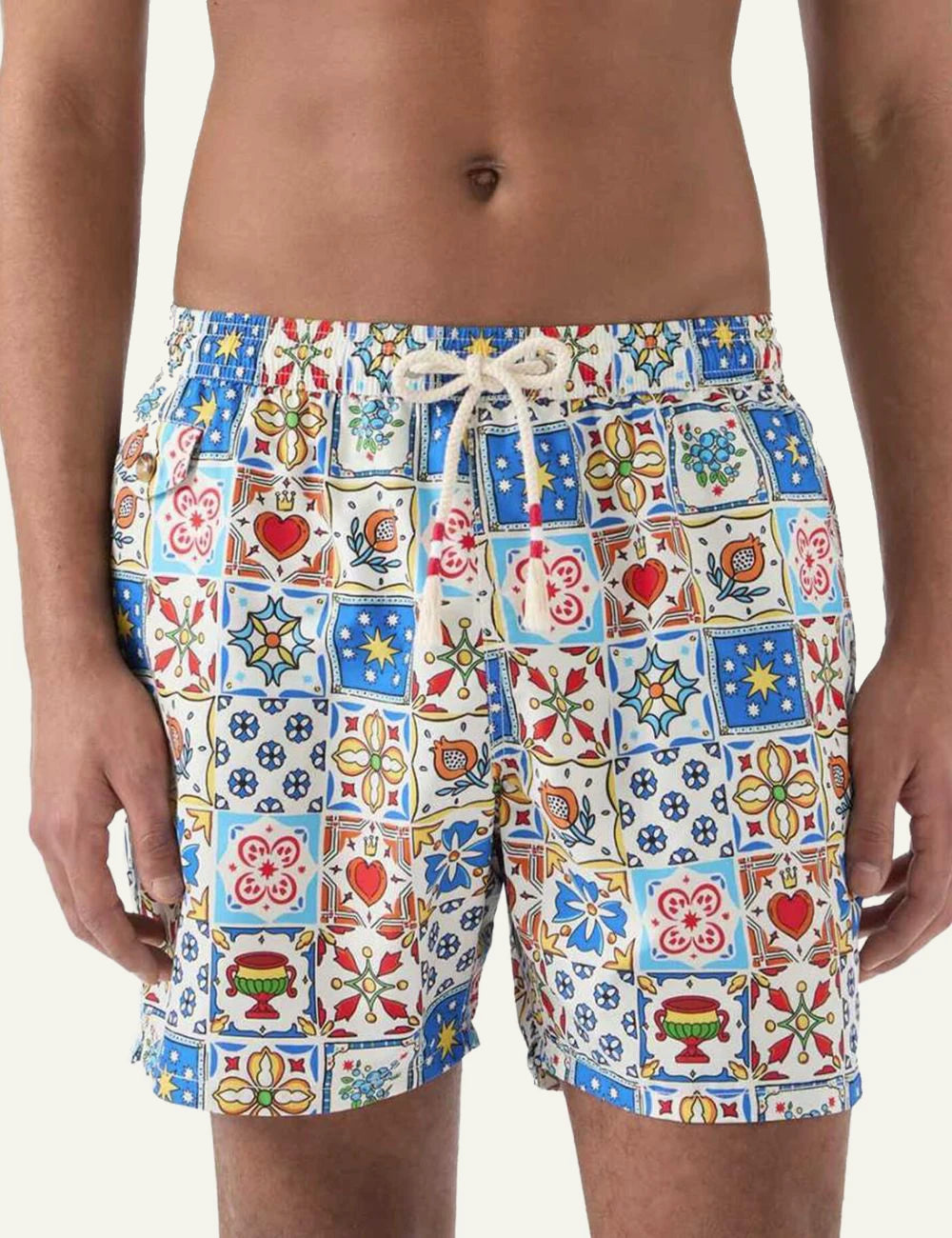 MC2 St Barth Lighting swim shorts multicolor majolica print front model view