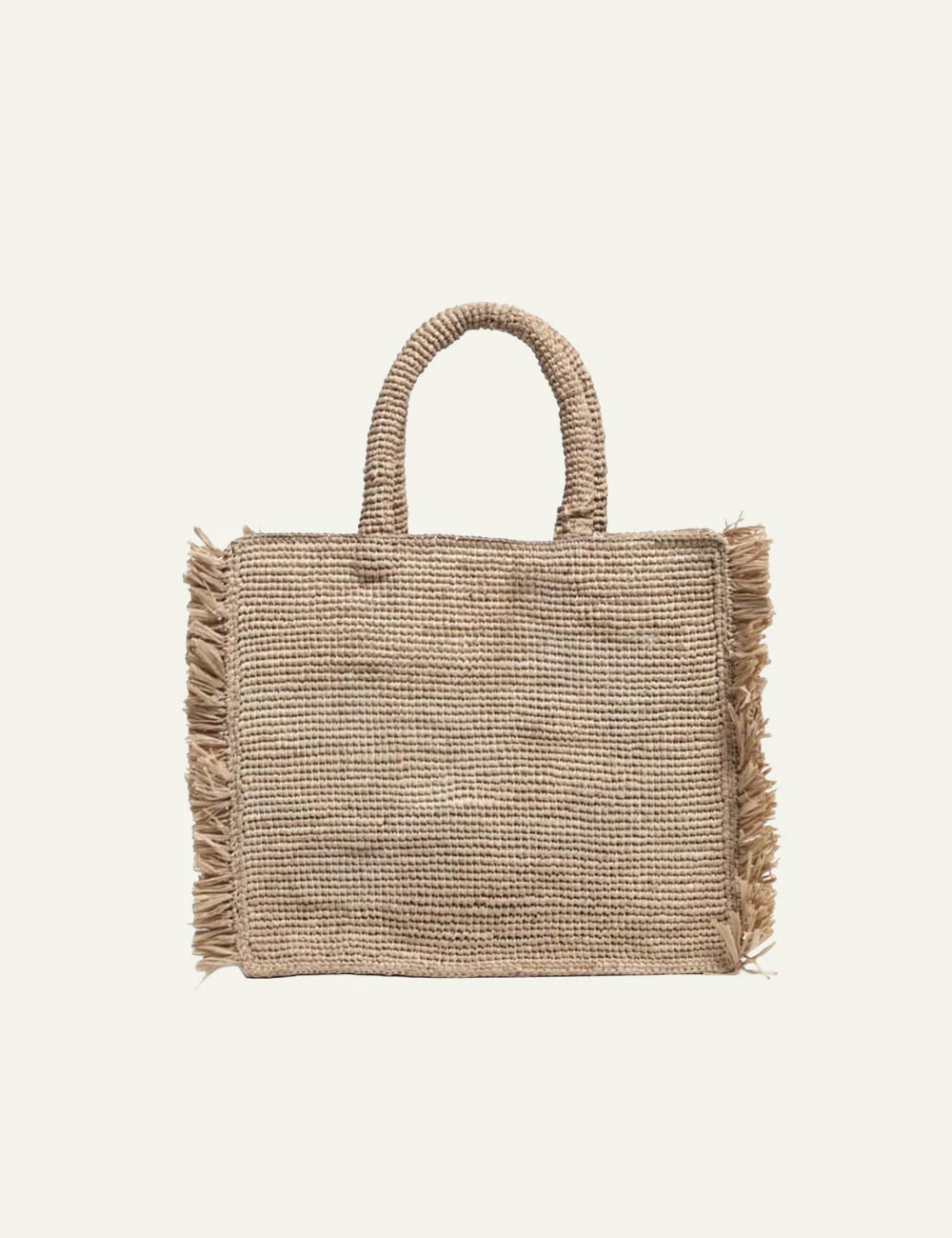 MC2 St Barth raffia tote bag beige logo embroidery tassel back view