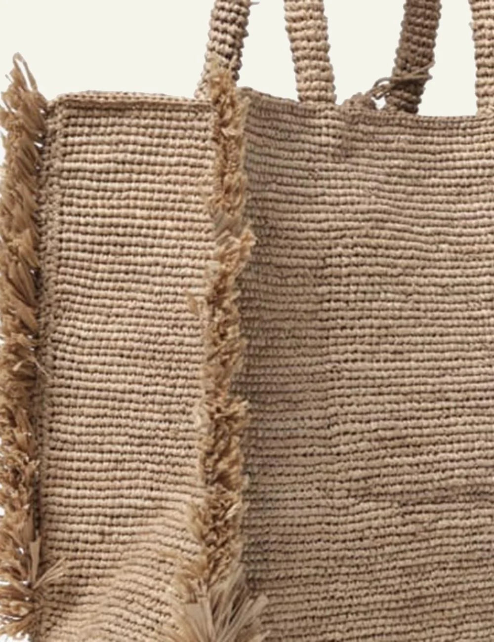 MC2 St Barth raffia tote bag beige logo embroidery tassel side view